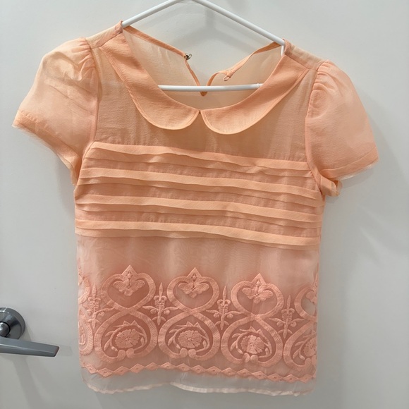 NWOT Peachy Pink Chiffon Summer Blouse / T-shirt - Picture 1 of 5